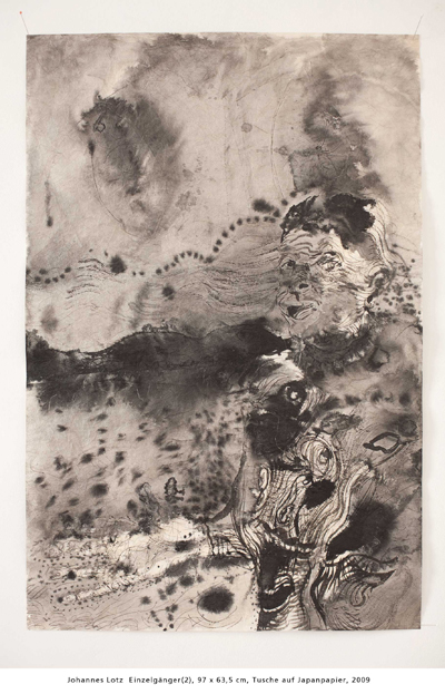 Johannes Lotz  Einzelgnger(2), 97 x 63,5 cm, Tusche auf Japanpapier, 2009 